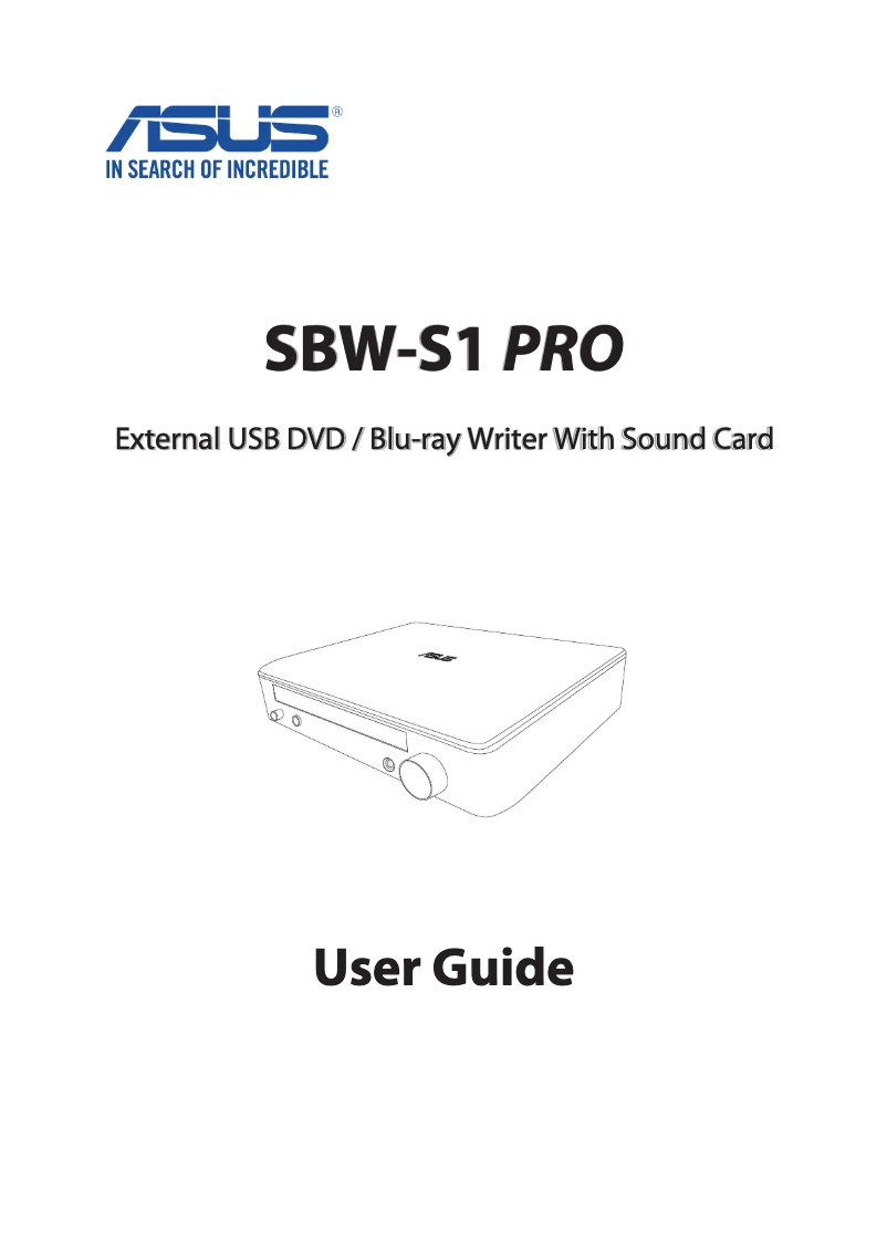 Page n°1 - Manuel utilisateur Asus SBW-S1 Pro