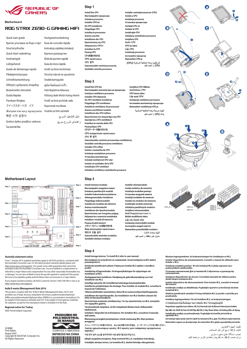 Page 1 de la notice Manuel utilisateur Asus ROG Strix Z690-G Gaming Wifi