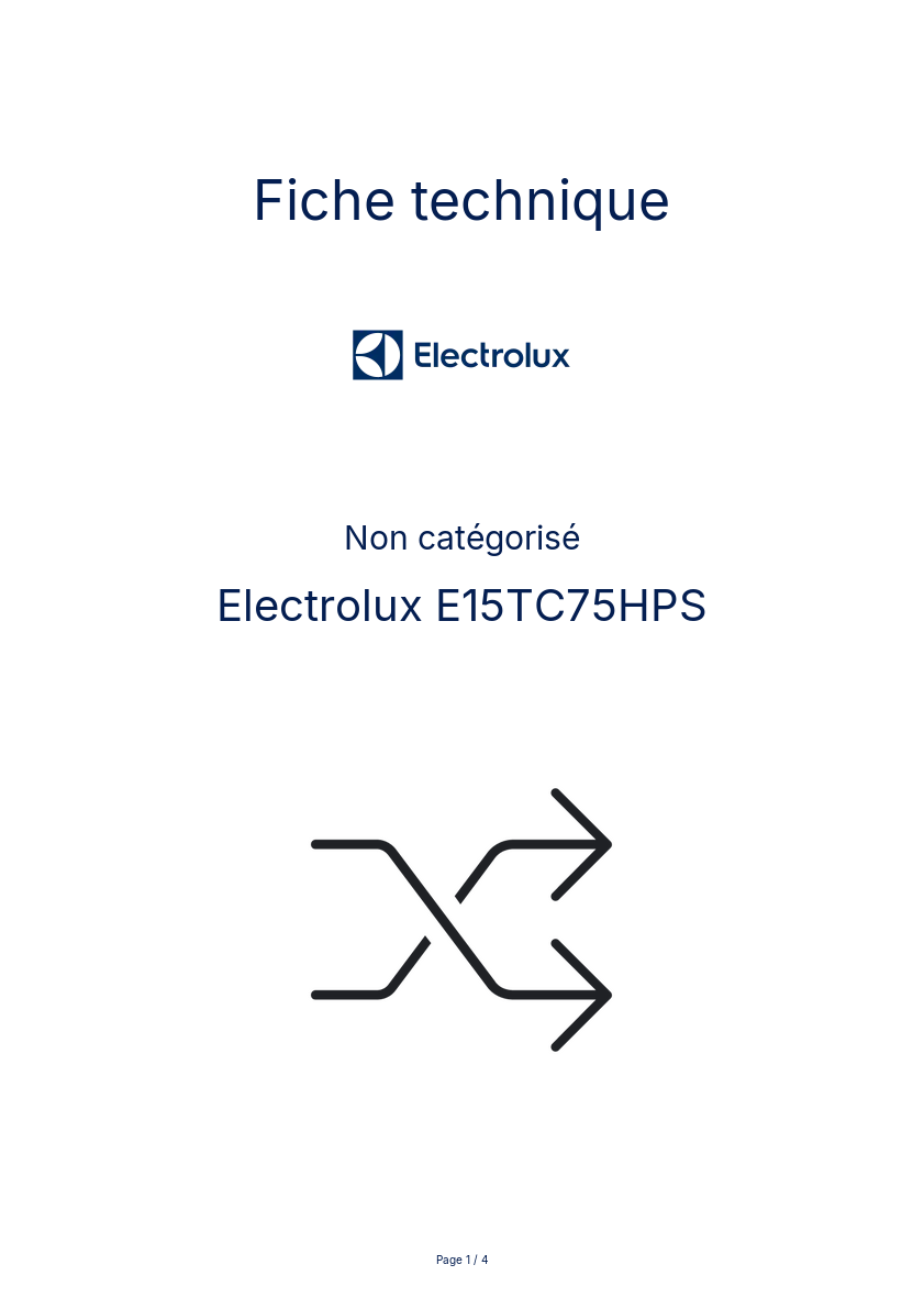 Page n°1 - Fiche technique Electrolux E15TC75HPS