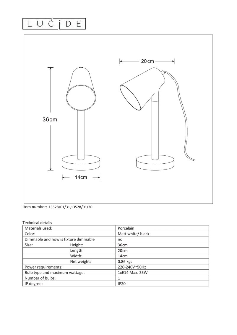 Page n°1 - Manuel utilisateur Lucide Bryton 13528/01/31