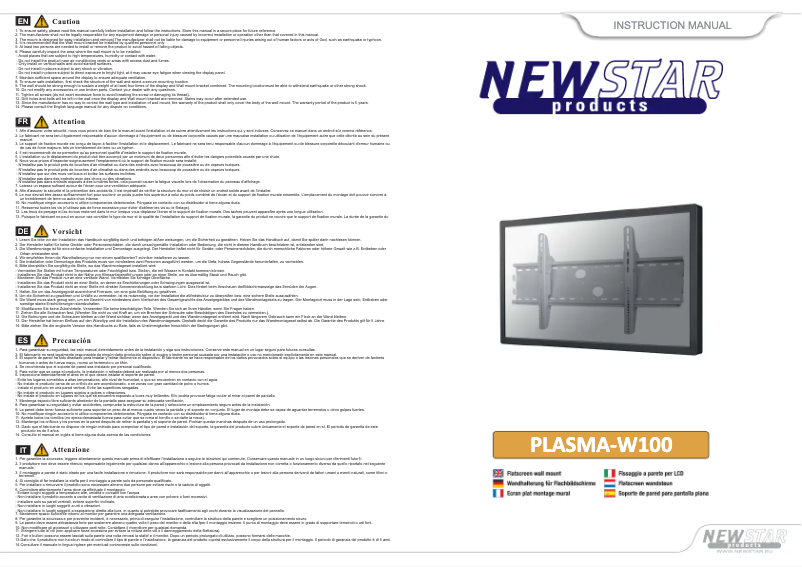 Page n°1 - Manuel utilisateur Newstar PLASMA-W100