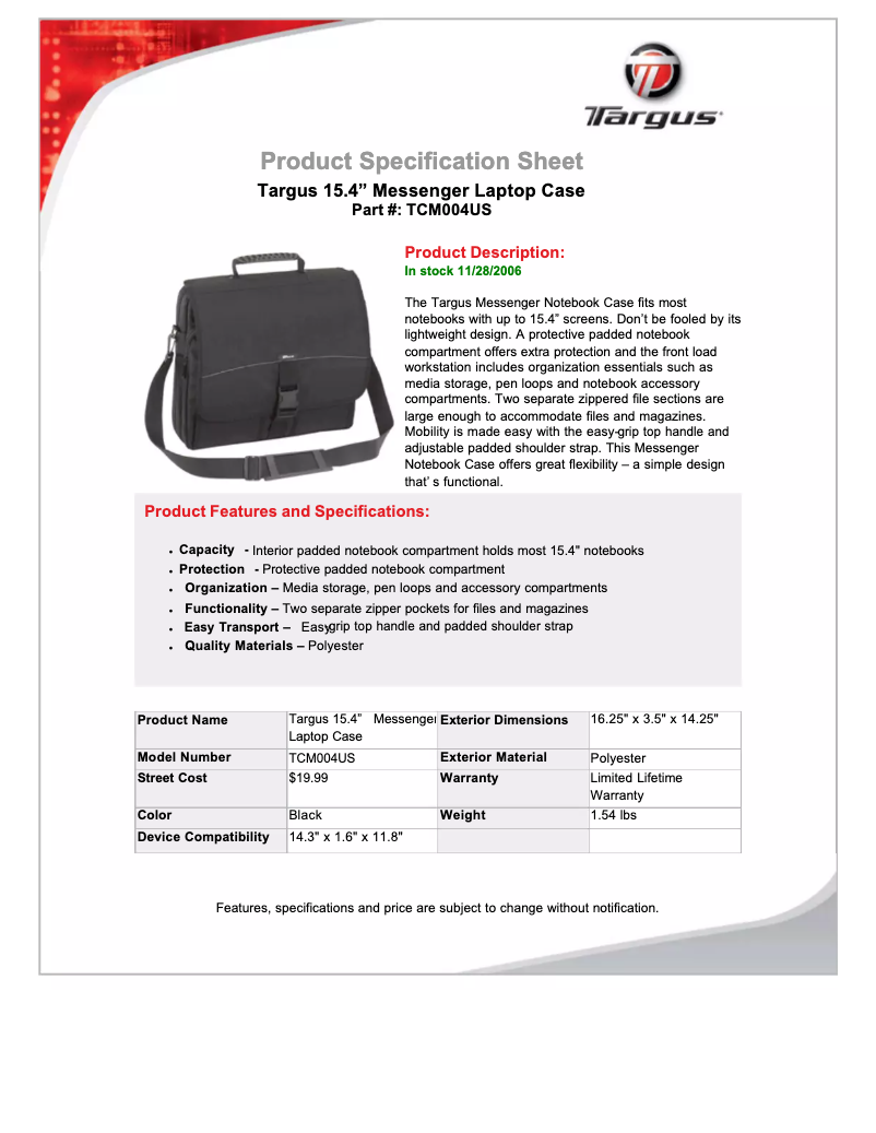 Image de la première page du manuel de l'appareil TCM004US