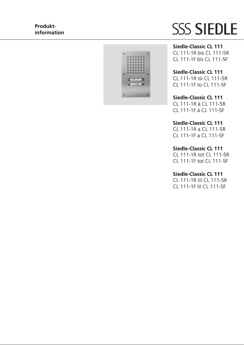 Image de la première page du manuel de l'appareil Classic CL 111-2 B