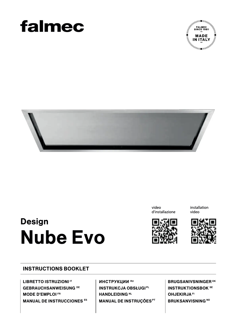 Page 1 de la notice Manuel utilisateur Falmec Nube Evo