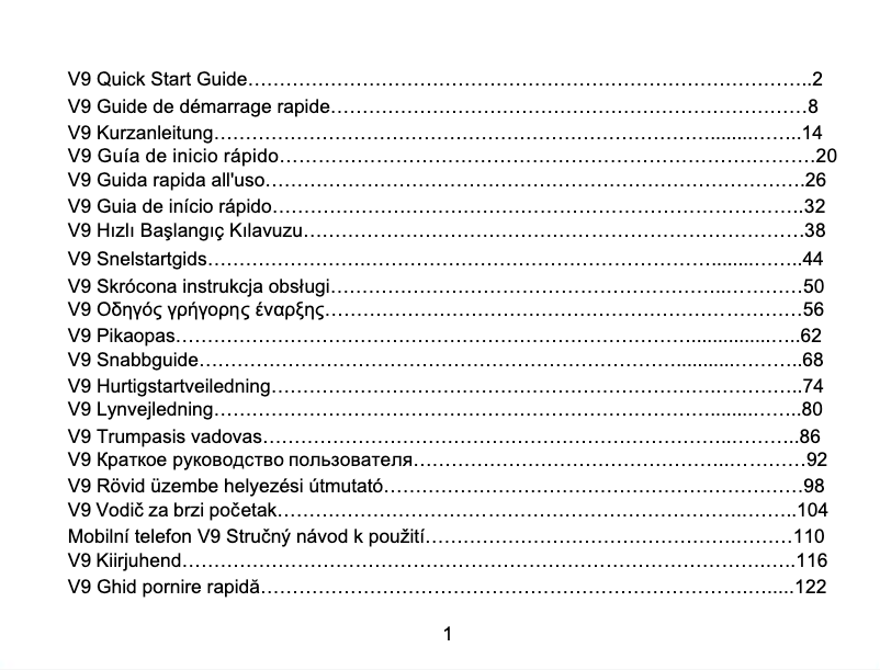 Image de la première page du manuel de l'appareil Light Tab V9