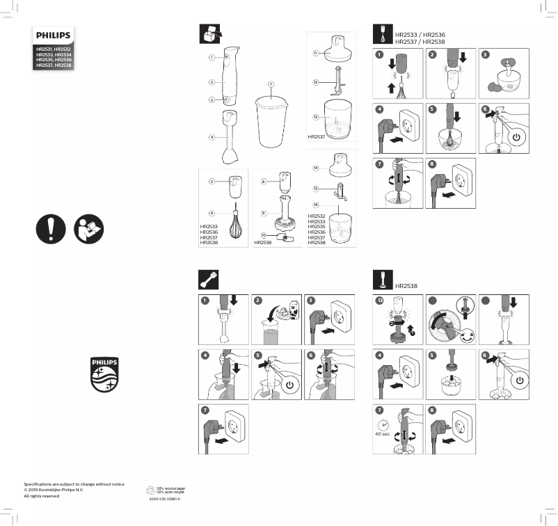 Page 1 de la notice Guide de démarrage rapide Philips Daily Collection ProMix HR2534