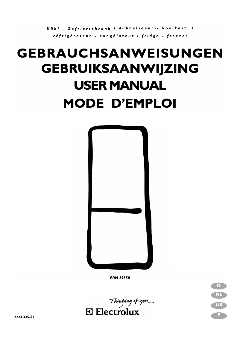 Page n°1 - Manuel utilisateur Electrolux ERN29850