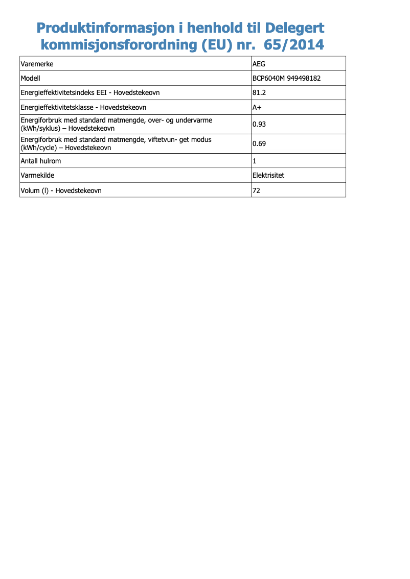 Page n°1 - Fiche technique AEG BCP6040M