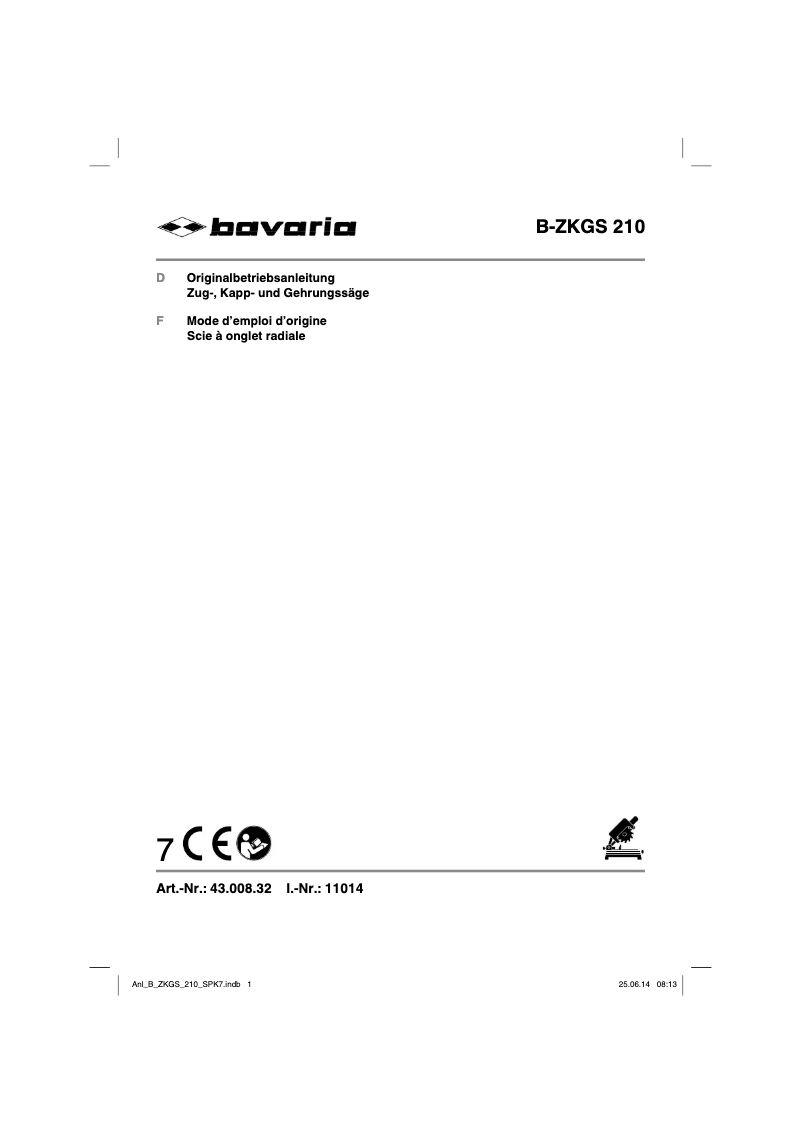 Page 1 de la notice Manuel utilisateur Bavaria B-ZKGS 210