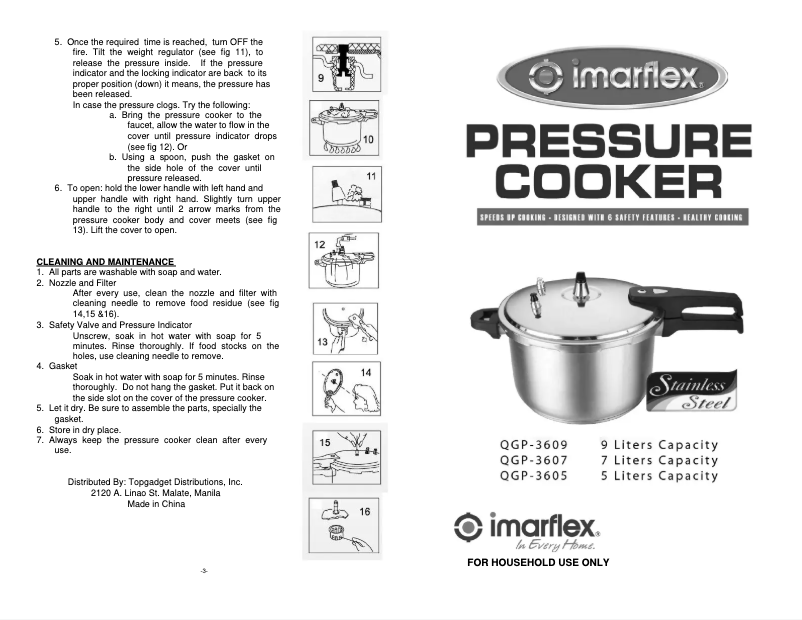 Page 1 de la notice Manuel utilisateur Imarflex QGP-3605