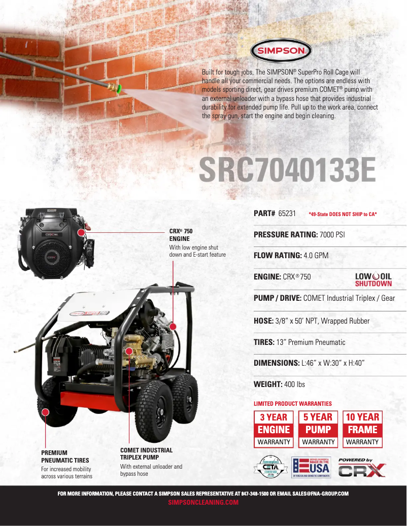 Page n°1 - Fiche technique Simpson SuperPro SRC7040133E