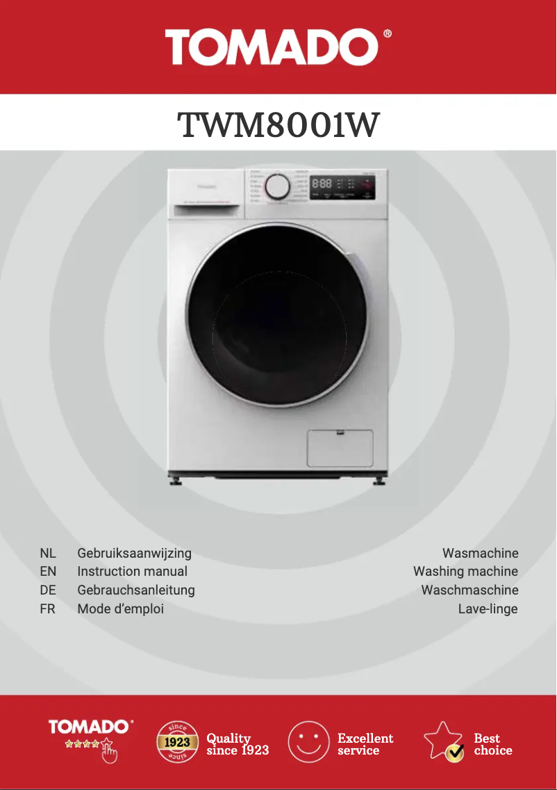 Page 1 de la notice Manuel utilisateur Tomado TWM8001W