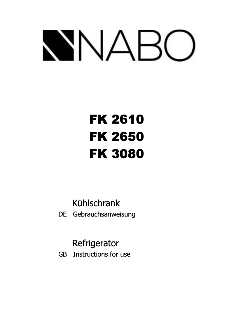 Page n°1 - Manuel utilisateur Nabo FK 2611