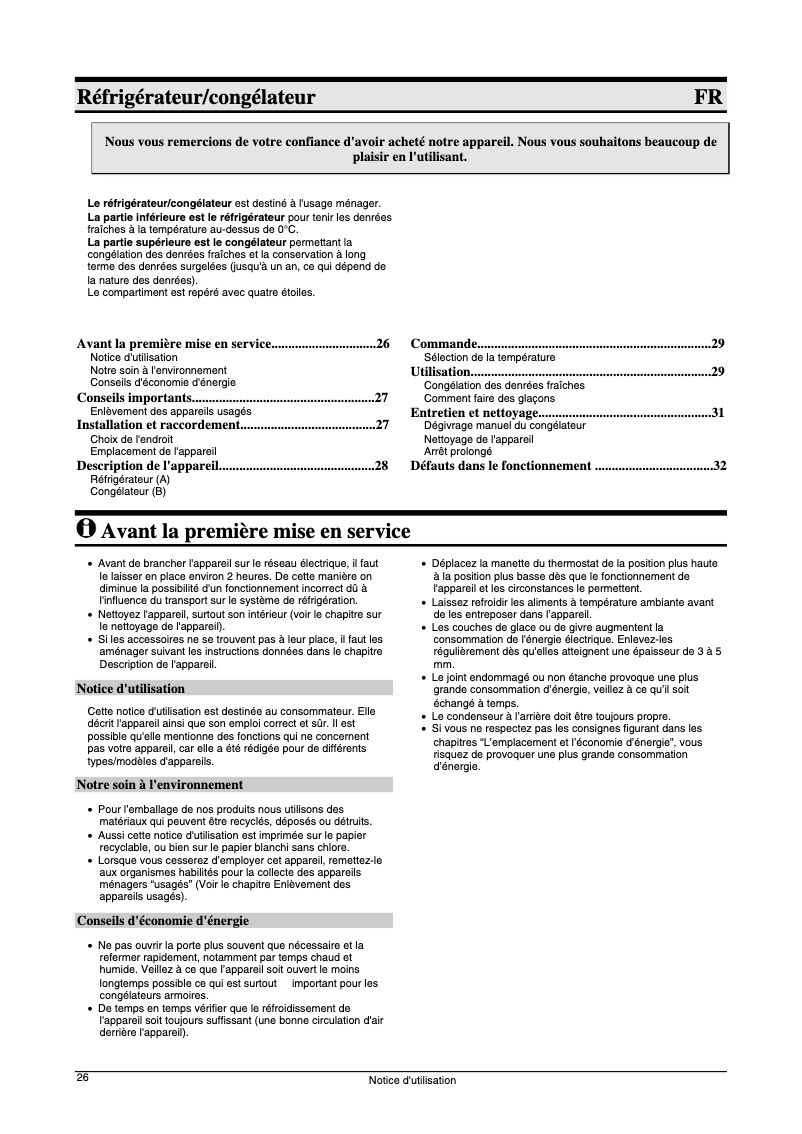 Page n°1 - Manuel utilisateur Gorenje RF6276OA