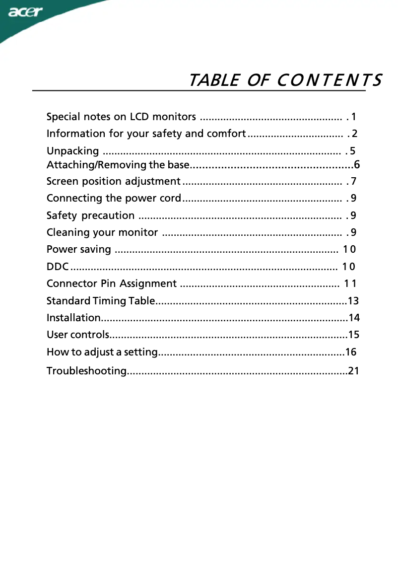 Page n°1 - Manuel utilisateur Acer B273H