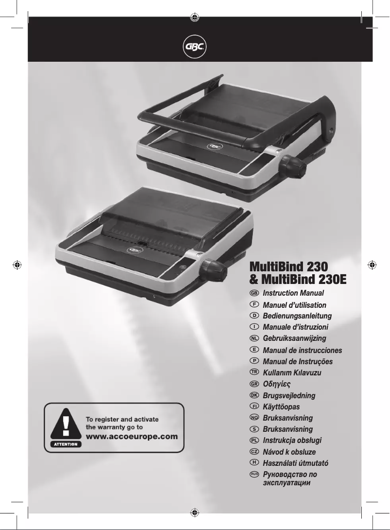 Image de la première page du manuel de l'appareil MultiBind 230