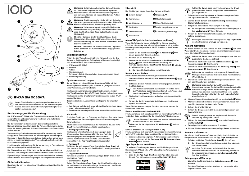 Page n°1 - Manuel utilisateur IOIO OC 500 YA