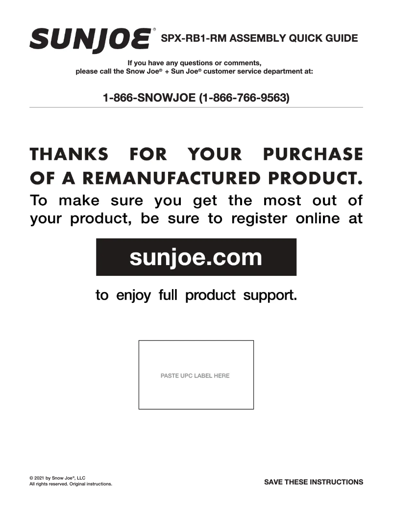 Image de la première page du manuel de l'appareil SPX-RB1-RM