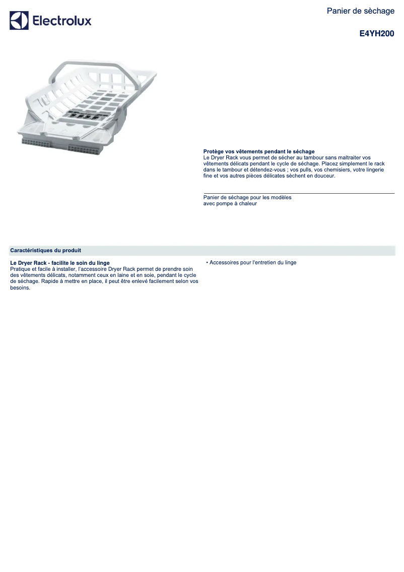 Page n°1 - Fiche technique AEG E4YH200