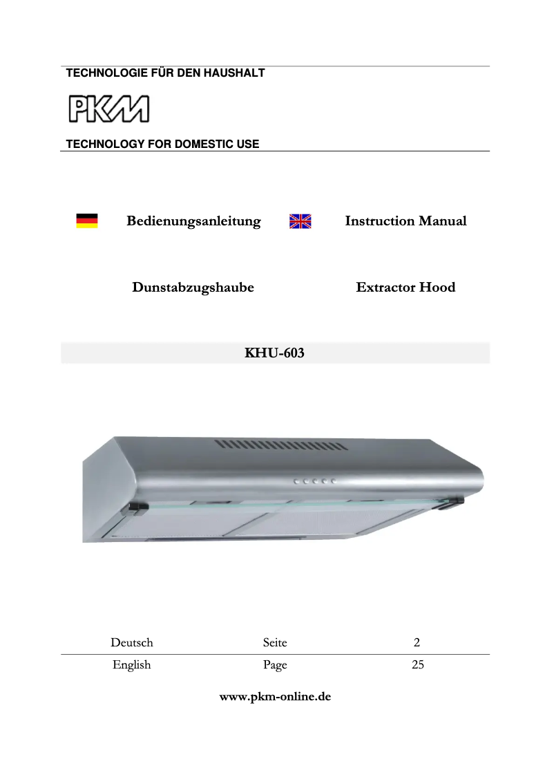 Page n°1 - Manuel utilisateur PKM KHU-603