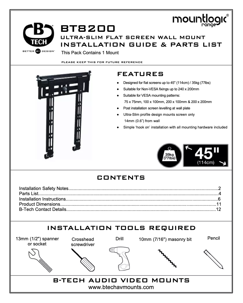 Imagen de la primera página del manual del dispositivo BT8200