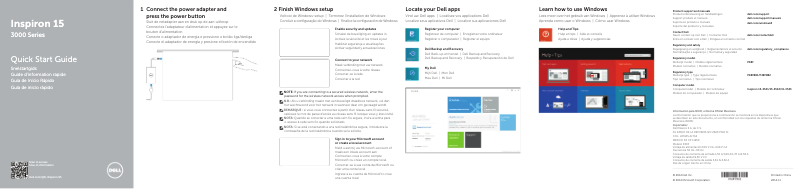 Page 1 de la notice Guide d'installation Dell Inspiron 3543