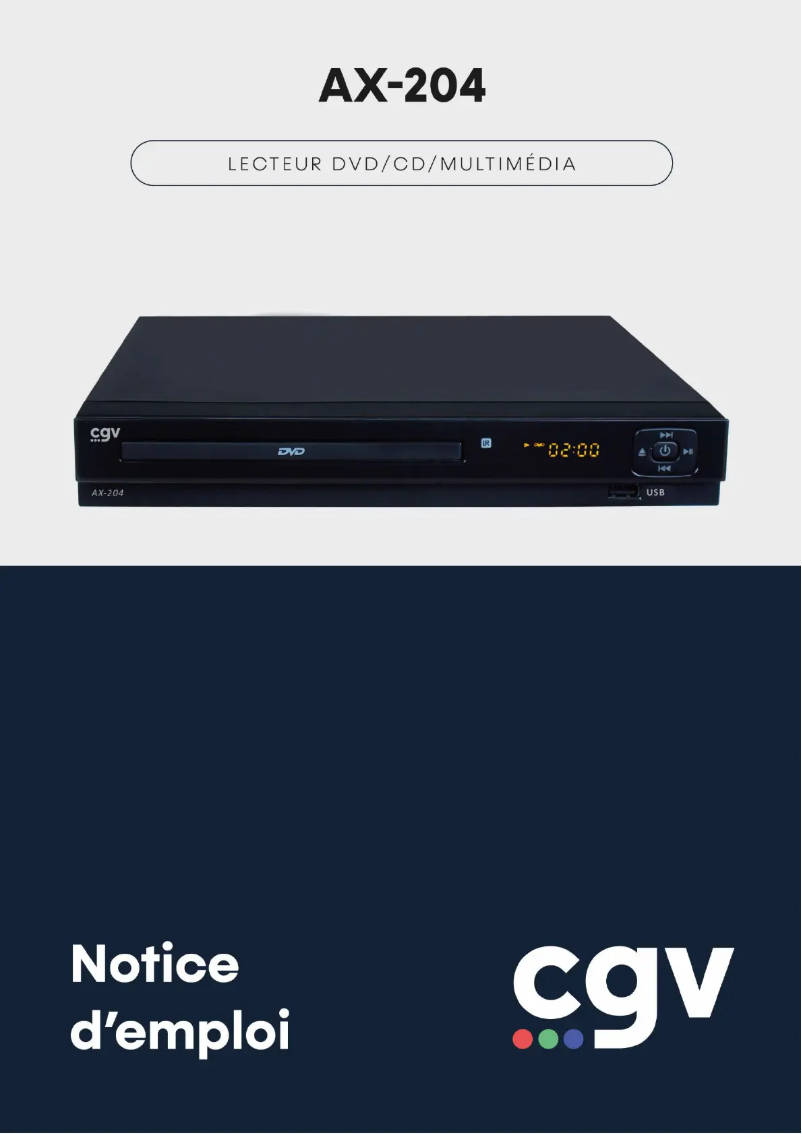 Page 1 de la notice Manuel utilisateur CGV AX-204