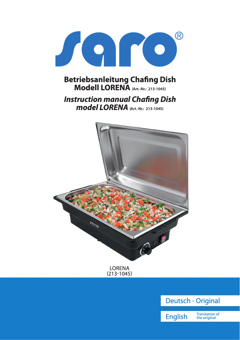 Page 1 de la notice Manuel utilisateur Saro LORENA 213-1045