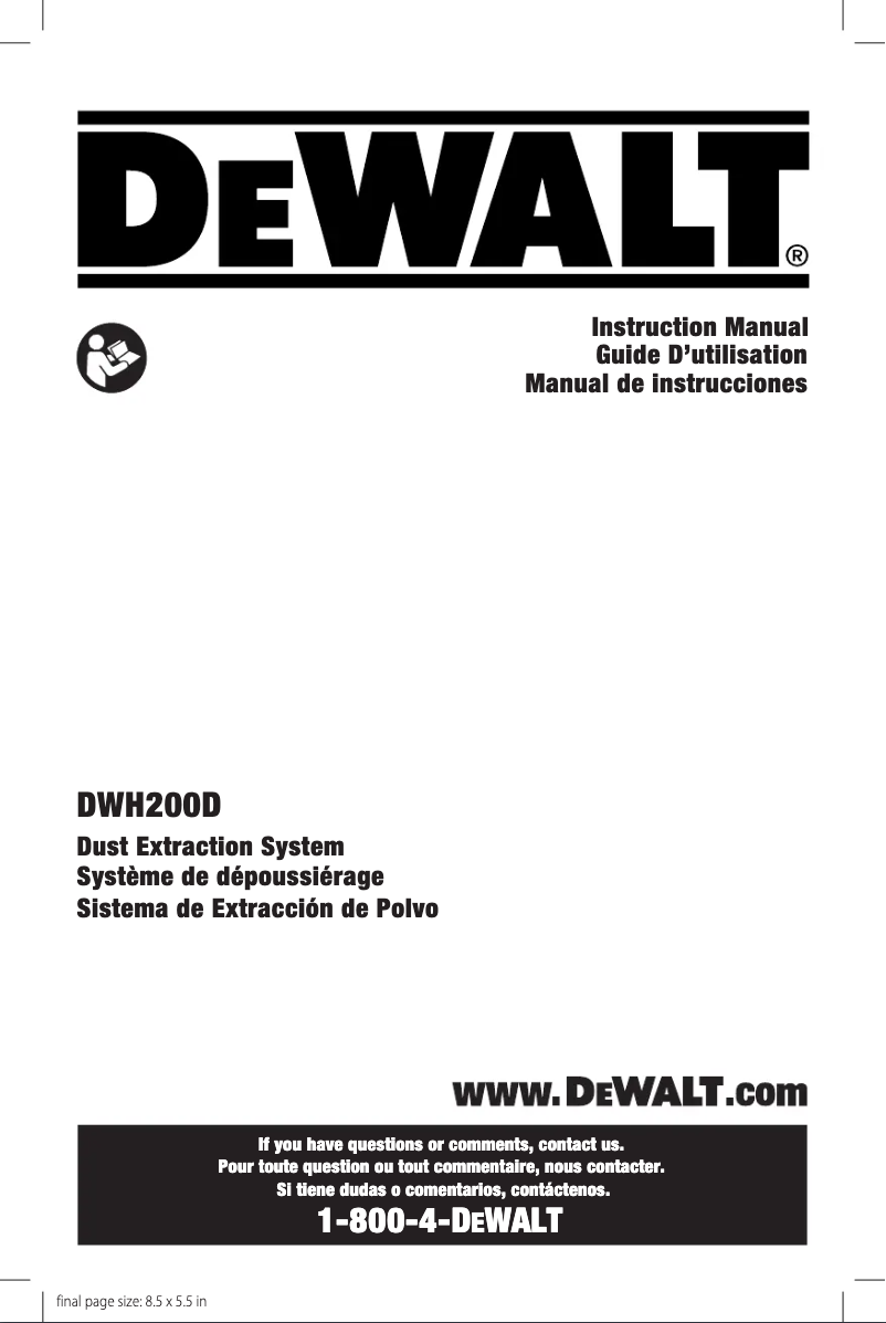 Page n°1 - Manuel utilisateur DeWalt DWH200D
