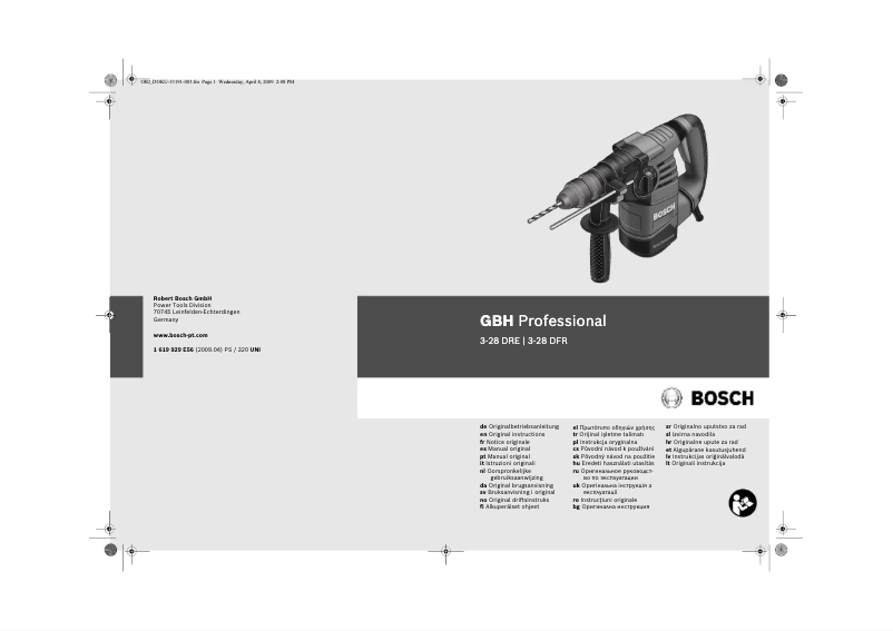 Page 1 of the manual User Manual Bosch GBH 3-28 DRE Professional