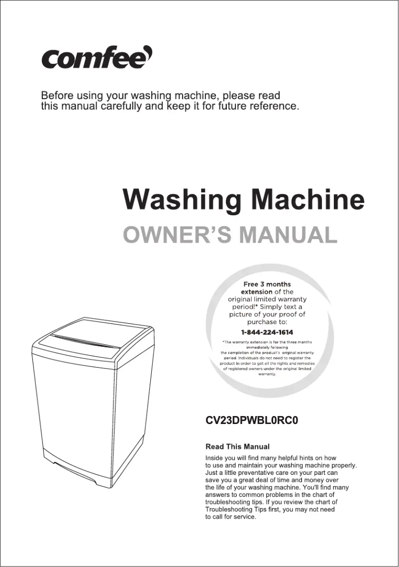 Page 1 of the manual User Manual Comfee CV23DPWBL0RC0