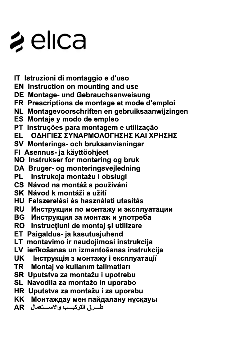 Page 1 of the manual User Manual Elica Reef PRF0150288