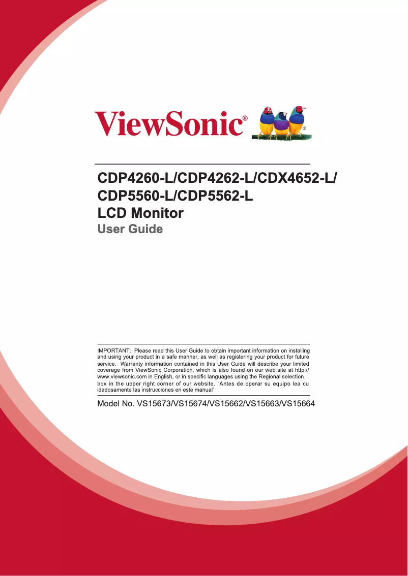 Page 1 de la notice Manuel utilisateur Viewsonic CDP4262-L