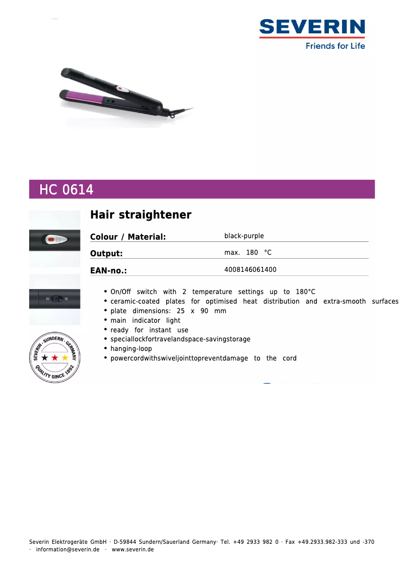 Image de la première page du manuel de l'appareil HC 0614