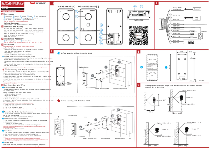 Page n°1 - Guide de démarrage rapide Hikvision DS-KV6113-WPE1
