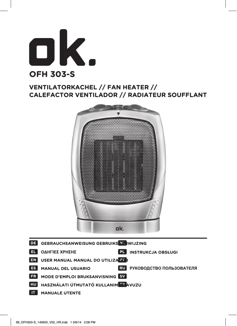 Page 1 de la notice Manuel utilisateur OK OFH 303-S