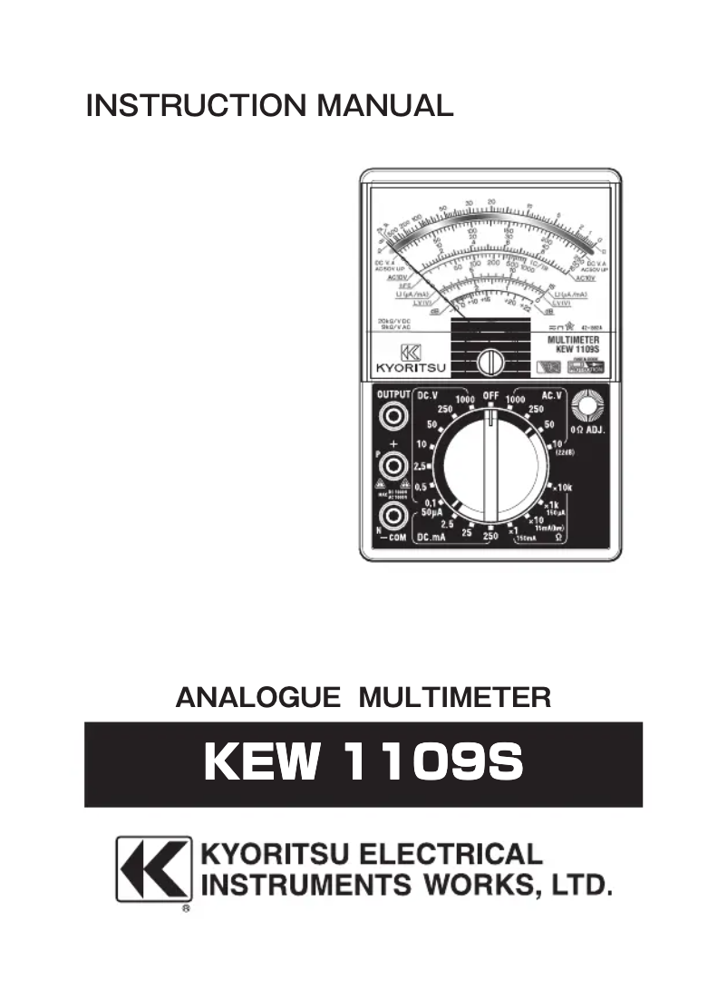 Page 1 de la notice Manuel utilisateur Kyoritsu KEW 1109S