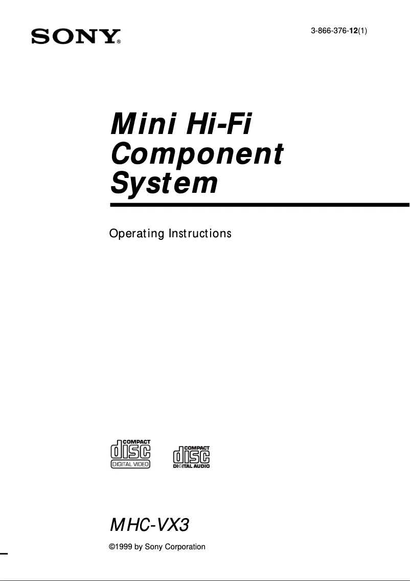 Page n°1 - Manuel utilisateur Sony MHC-VX3