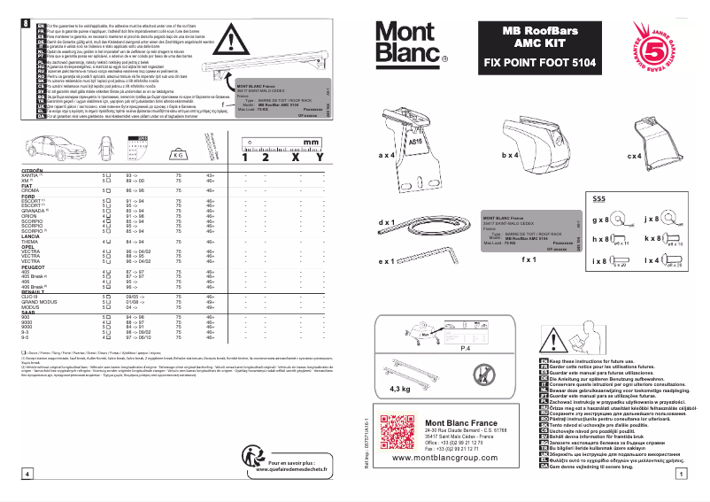Page 1 de la notice Manuel utilisateur Mont Blanc AMC 5104