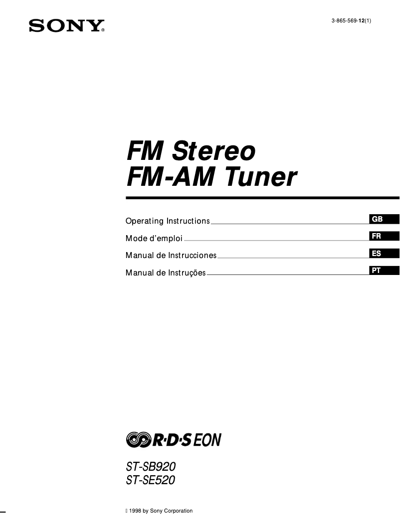 Page n°1 - Manuel utilisateur Sony ST-SB920