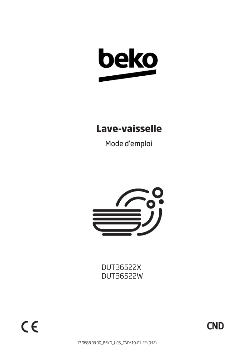 Page 1 de la notice Manuel utilisateur Beko DUT36522W