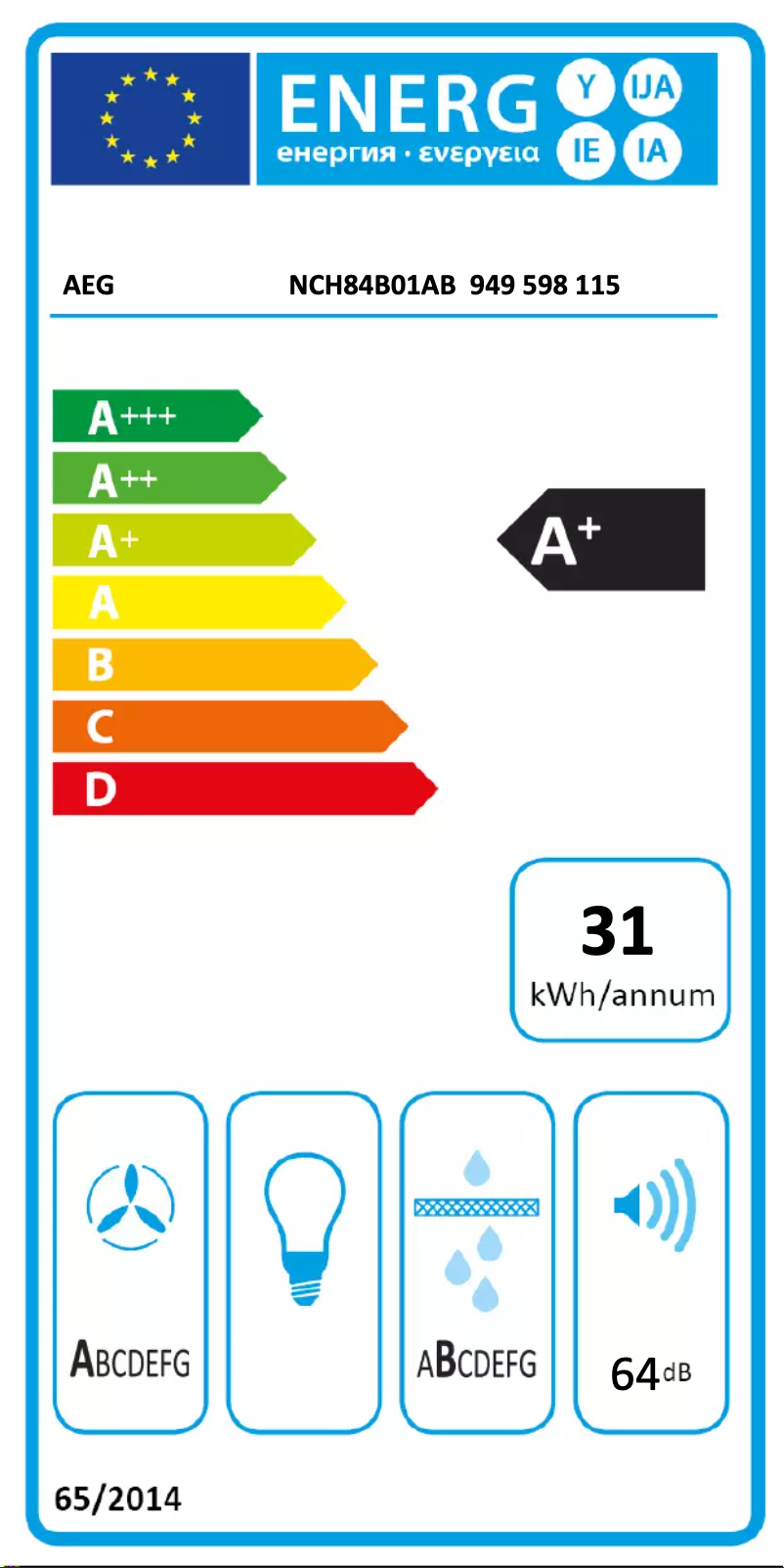 Page n°1 - Label énergétique AEG NCH84B01AB