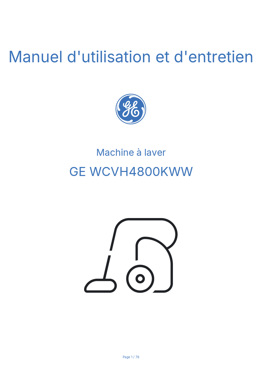 Image de la première page du manuel de l'appareil WCVH4800KWW