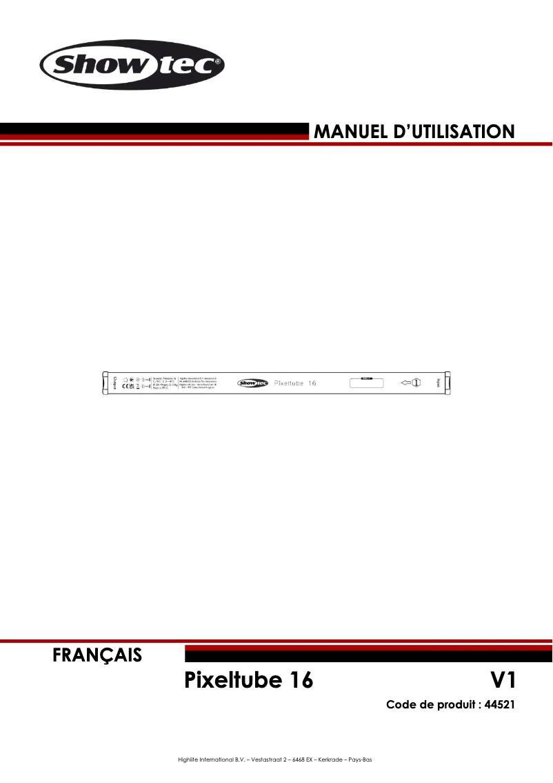 Page 1 de la notice Manuel utilisateur Showtec Pixeltube 16