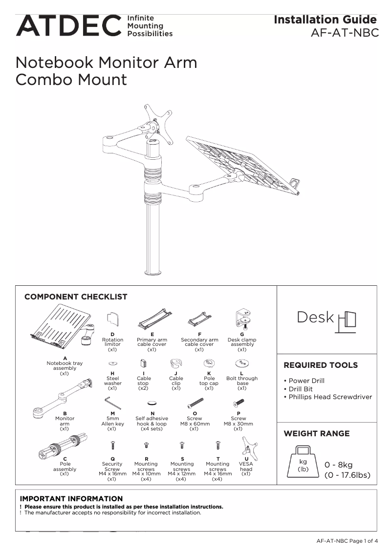 Page 1 de la notice Manuel utilisateur Atdec AF-AT-NBC