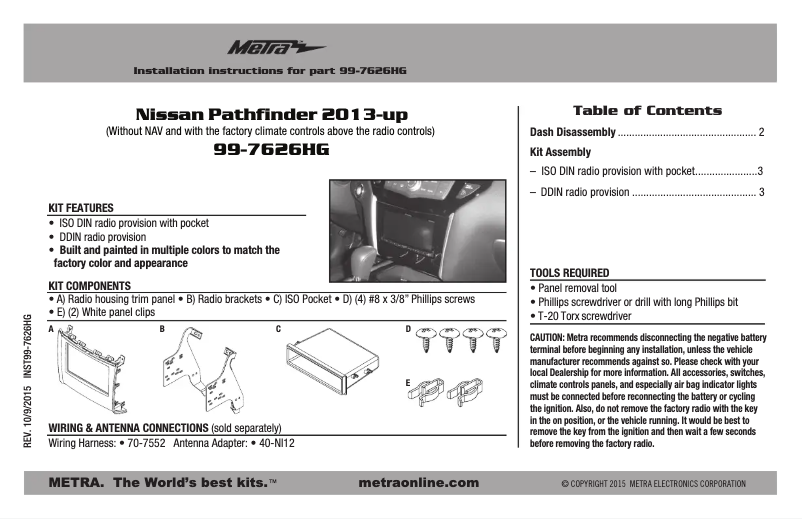 Image de la première page du manuel de l'appareil 99-7626HG