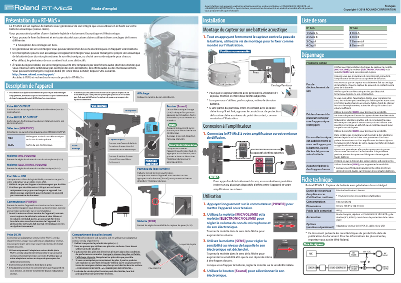Image de la première page du manuel de l'appareil RT-MicS