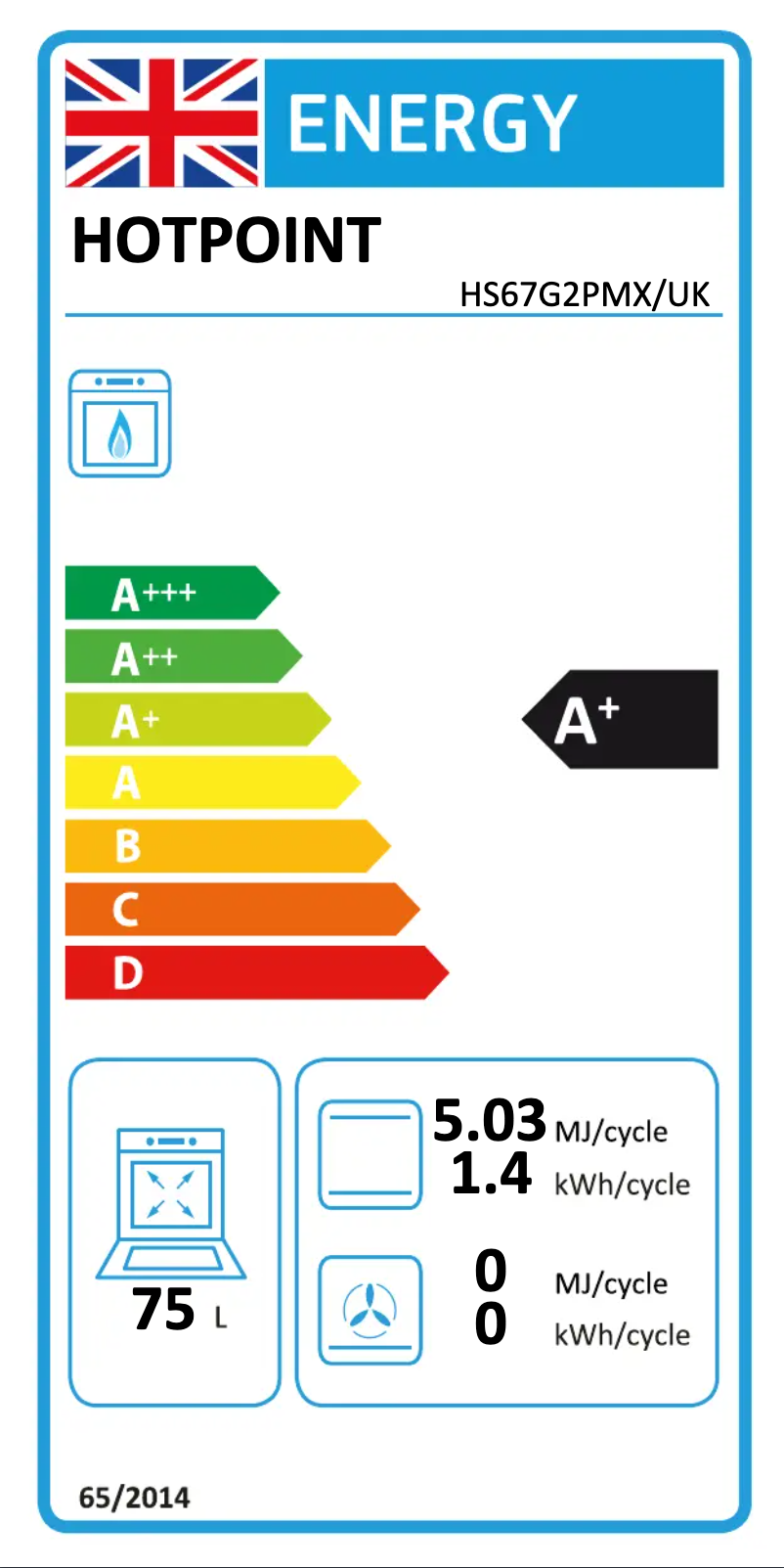 Page n°1 - Label énergétique Hotpoint HS67G2PMX/UK