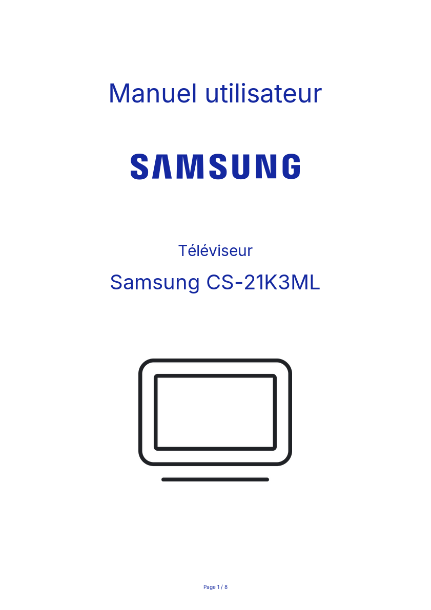 Page n°1 - Manuel utilisateur Samsung CS-21K3ML