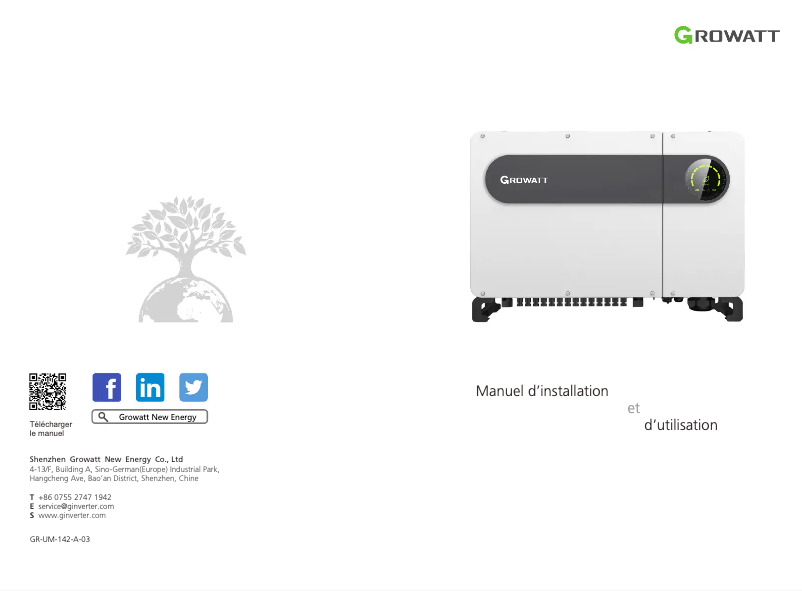 Page 1 de la notice Manuel utilisateur Growatt MAX 50-80KTL3 LV